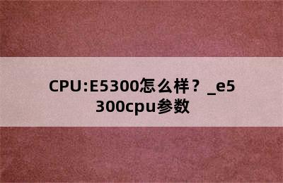 CPU:E5300怎么样？_e5300cpu参数