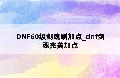 DNF60级剑魂刷加点_dnf剑魂完美加点