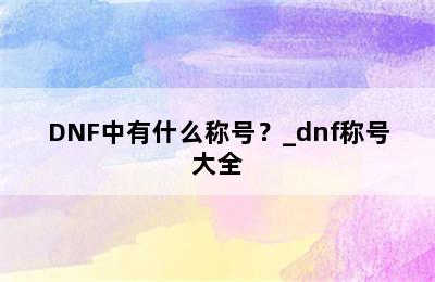 DNF中有什么称号？_dnf称号大全