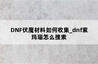 DNF伏魔材料如何收集_dnf紫玛瑙怎么搜索