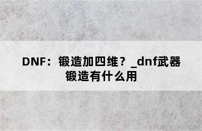 DNF：锻造加四维？_dnf武器锻造有什么用