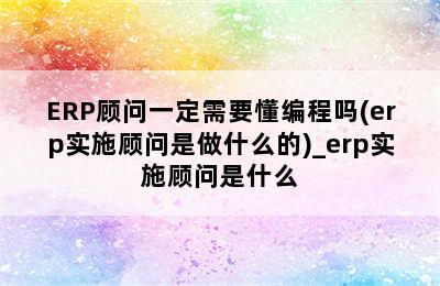 ERP顾问一定需要懂编程吗(erp实施顾问是做什么的)_erp实施顾问是什么