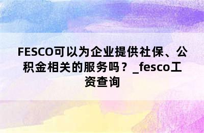 FESCO可以为企业提供社保、公积金相关的服务吗？_fesco工资查询