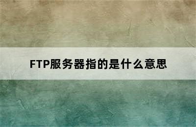 FTP服务器指的是什么意思