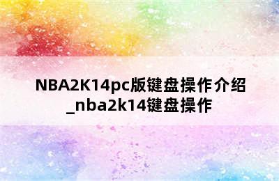 NBA2K14pc版键盘操作介绍_nba2k14键盘操作