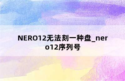 NERO12无法刻一种盘_nero12序列号