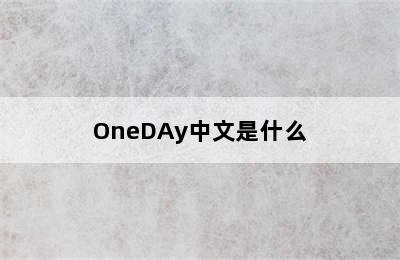 OneDAy中文是什么