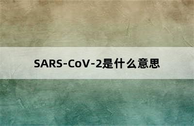 SARS-CoV-2是什么意思