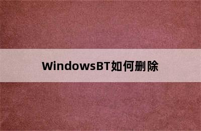 WindowsBT如何删除