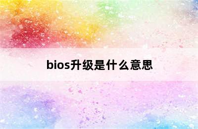bios升级是什么意思