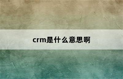 crm是什么意思啊