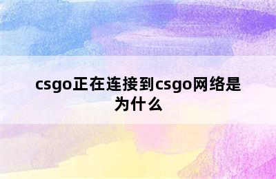 csgo正在连接到csgo网络是为什么
