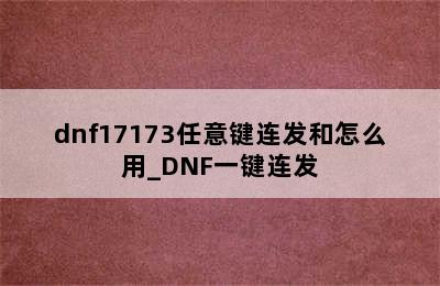 dnf17173任意键连发和怎么用_DNF一键连发