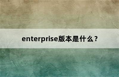 enterprise版本是什么？