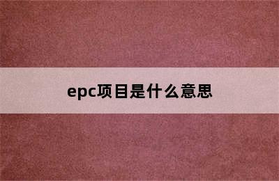 epc项目是什么意思