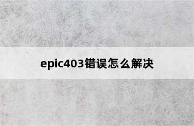 epic403错误怎么解决