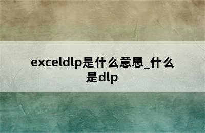 exceldlp是什么意思_什么是dlp