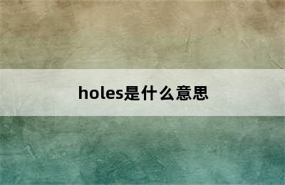 holes是什么意思