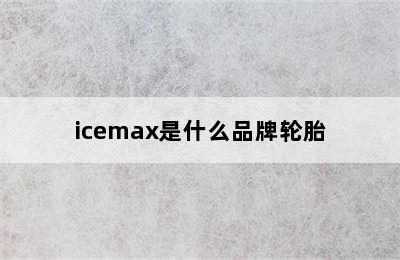 icemax是什么品牌轮胎