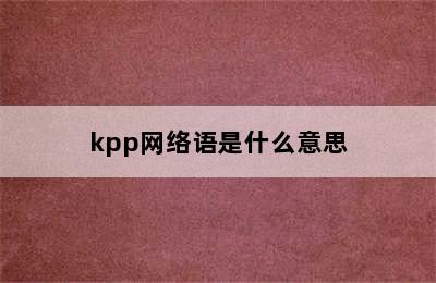 kpp网络语是什么意思