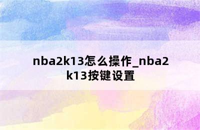 nba2k13怎么操作_nba2k13按键设置