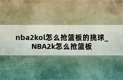 nba2kol怎么抢篮板的挑球_NBA2k怎么抢篮板