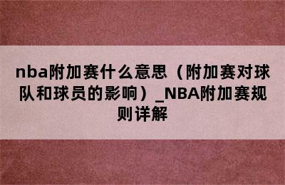 nba附加赛什么意思（附加赛对球队和球员的影响）_NBA附加赛规则详解