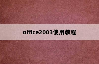 office2003使用教程