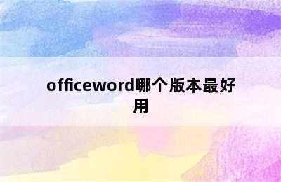 officeword哪个版本最好用