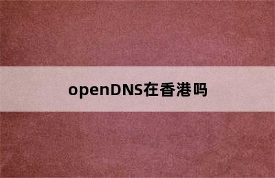 openDNS在香港吗