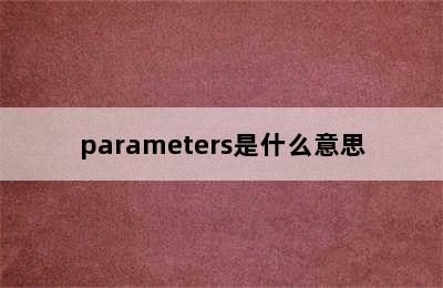 parameters是什么意思