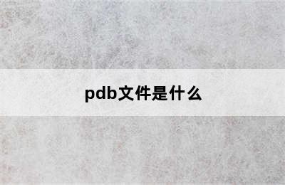 pdb文件是什么