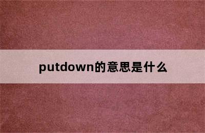 putdown的意思是什么