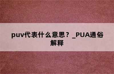 puv代表什么意思？_PUA通俗解释