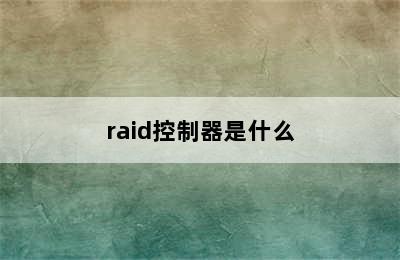 raid控制器是什么