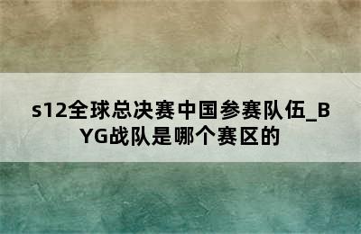 s12全球总决赛中国参赛队伍_BYG战队是哪个赛区的