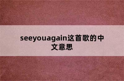 seeyouagain这首歌的中文意思