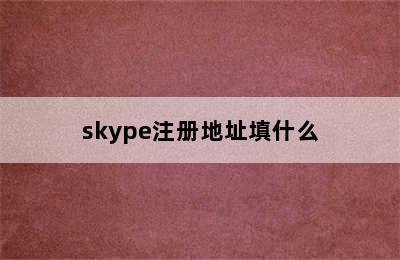skype注册地址填什么
