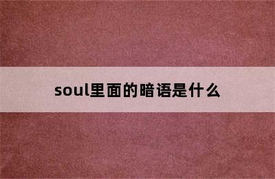 soul里面的暗语是什么