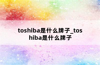 toshiba是什么牌子_toshiba是什么牌子