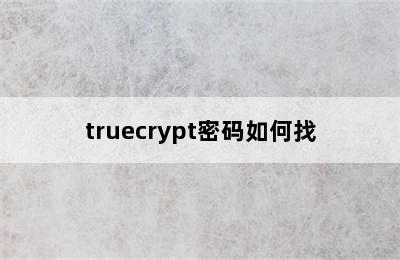 truecrypt密码如何找