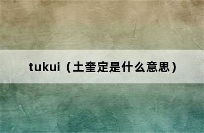 tukui（土奎定是什么意思）