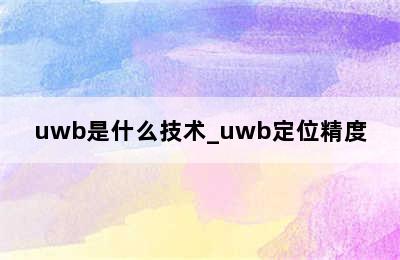 uwb是什么技术_uwb定位精度