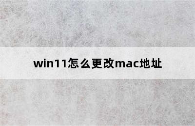 win11怎么更改mac地址