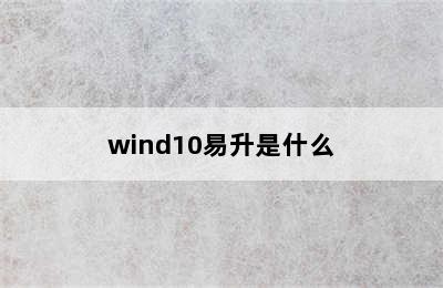 wind10易升是什么