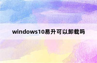 windows10易升可以卸载吗