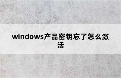 windows产品密钥忘了怎么激活