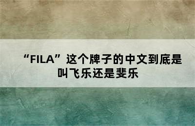 “FILA”这个牌子的中文到底是叫飞乐还是斐乐