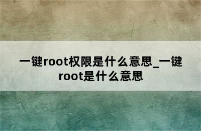 一键root权限是什么意思_一键root是什么意思