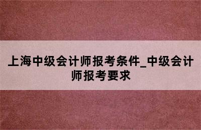 上海中级会计师报考条件_中级会计师报考要求